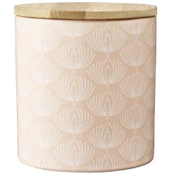 Gifi Pot en céramique à motif rose avec couvercle en bois H10,5 cm