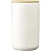 Gifi Pot en céramique blanc avec couvercle en bois H16,5 cm
