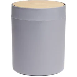 Gifi Nettoyage Et Entretien|Poubelle à coton ronde métal gris Ø13,7xH17,3cm 2,5L