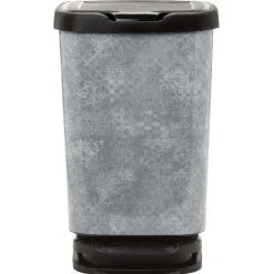 Gifi Nettoyage Et Entretien|Poubelle à pédale design mosaïque grise et noire 40 L