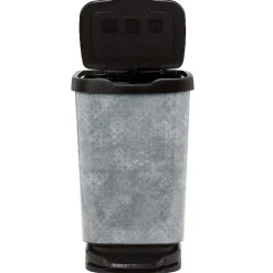 Gifi Nettoyage Et Entretien|Poubelle à pédale design mosaïque grise et noire 40 L