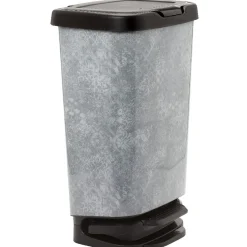 Gifi Nettoyage Et Entretien|Poubelle à pédale design mosaïque grise et noire 40 L