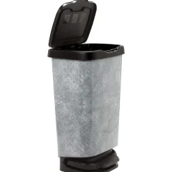 Gifi Nettoyage Et Entretien|Poubelle à pédale design mosaïque grise et noire 40 L