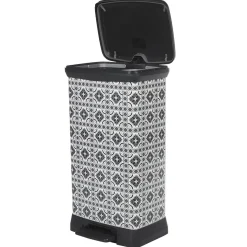 Gifi Nettoyage Et Entretien|Poubelle à pédale motif carreau de ciment gris et blanc 50 L