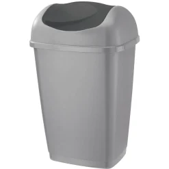 Gifi Nettoyage Et Entretien|Poubelle à rabat bascule grise et noire H52cm 25L