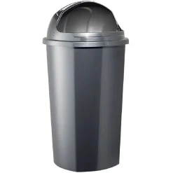 Gifi Nettoyage Et Entretien|Poubelle à rabat plastique noir gris 50L