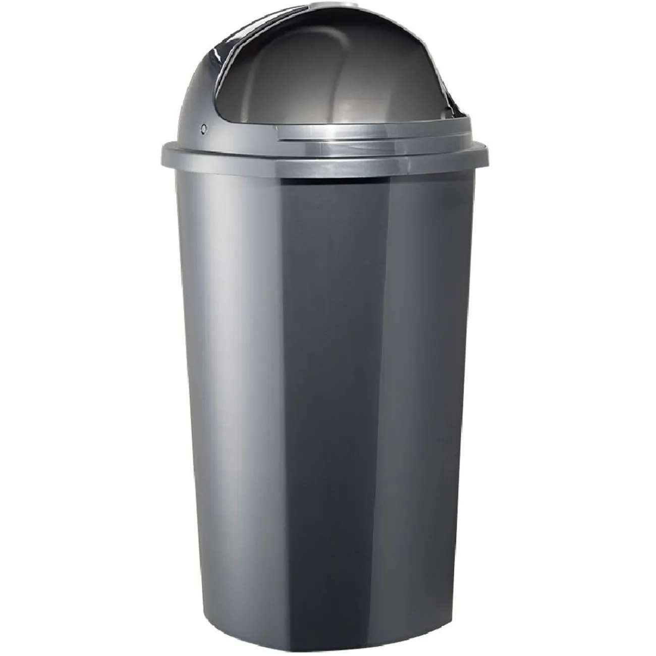 Gifi Nettoyage Et Entretien|Poubelle à rabat plastique noir gris 50L