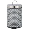 Gifi Nettoyage Et Entretien|Poubelle de salle de bain en métal décor graphique noir blanc 3L