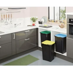 Gifi Nettoyage Et Entretien|Poubelle de tri couvercle vert 45L