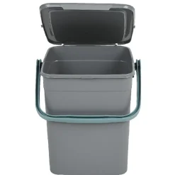 Gifi Nettoyage Et Entretien|Poubelle forme container avec anse gris vert 9 L