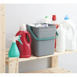 Gifi Nettoyage Et Entretien|Poubelle forme container avec anse gris vert 9 L