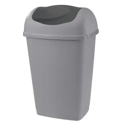 Gifi Nettoyage Et Entretien|Poubelle grise à rabat 50 L