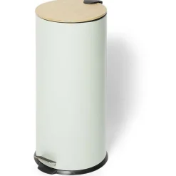 Gifi Nettoyage Et Entretien|Poubelle 30L à pédale et frein de chute métal vert pâle