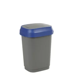 Gifi Nettoyage Et Entretien|Poubelle rectangulaire plastique gris bleu 10L