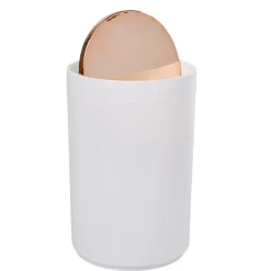 Gifi Nettoyage Et Entretien|Poubelle ronde 5L blanche avec couvercle rose gold