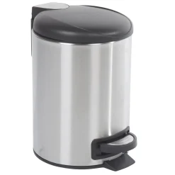 Gifi Nettoyage Et Entretien|Poubelle ronde 3L à pédale métal gris noir