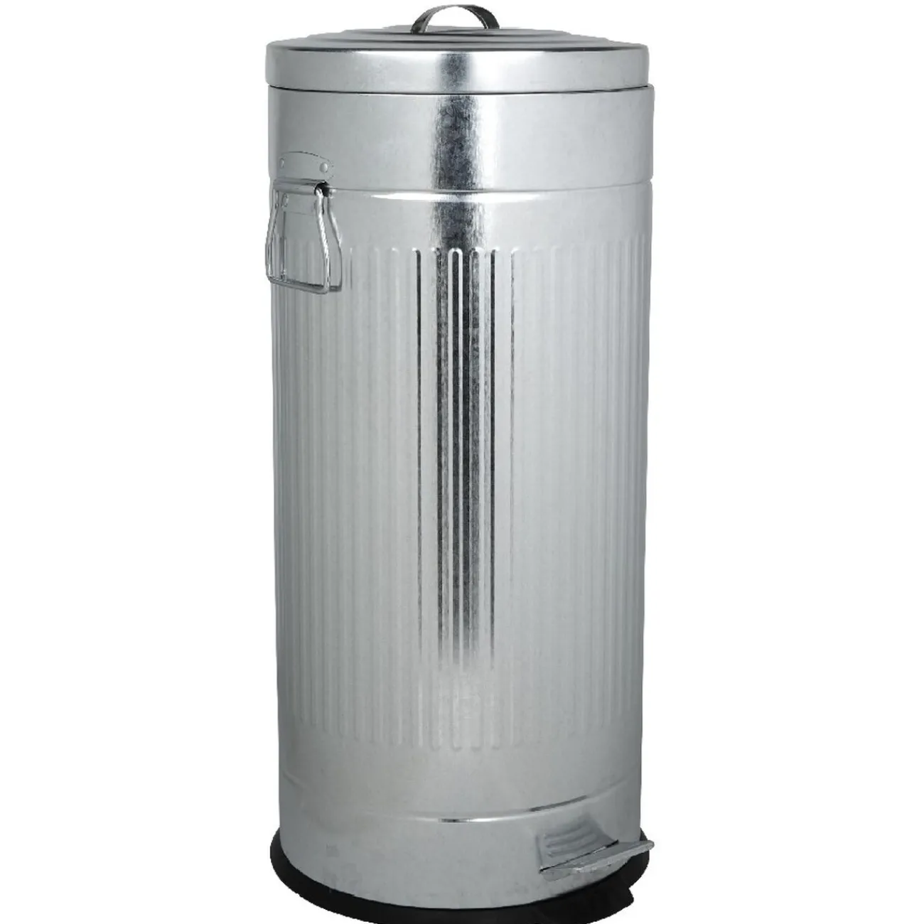 Gifi Nettoyage Et Entretien|Poubelle ronde vintage à pédale gris métallisé 30 L