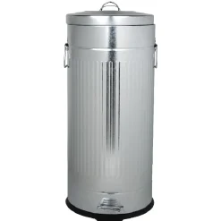 Gifi Nettoyage Et Entretien|Poubelle ronde vintage à pédale gris métallisé 30 L
