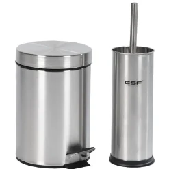 Gifi Aménagement Salle De Bain^Poubelle salle de bain 3 L et brosse WC gris