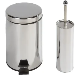 Gifi Aménagement Salle De Bain^Poubelle salle de bain 5 L et brosse WC gris