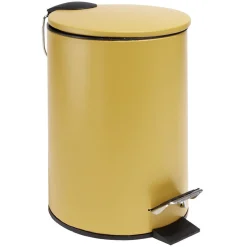 Gifi Nettoyage Et Entretien|Poubelle salle de bain à pédale métal jaune 3L