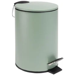 Gifi Nettoyage Et Entretien|Poubelle salle de bain à pédale métal vert sauge 3L