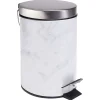Gifi Nettoyage Et Entretien|Poubelle salle de bain à pédale métal effet marbre gris et blanc 3L
