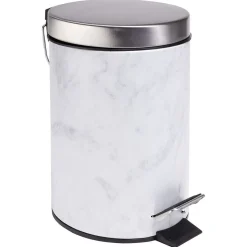 Gifi Nettoyage Et Entretien|Poubelle salle de bain à pédale métal effet marbre gris et blanc 3L