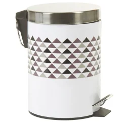 Gifi Nettoyage Et Entretien|Poubelle salle de bain blanche motif triangles 3 L