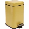 Gifi Nettoyage Et Entretien|Poubelle salle de bain carré à pédale métal jaune 16x16xH25,5cm 3L