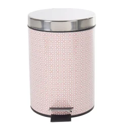 Gifi Nettoyage Et Entretien|Poubelle salle de bain métal motif carreau de ciment rose 3L
