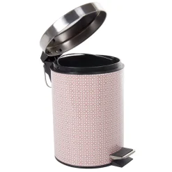 Gifi Nettoyage Et Entretien|Poubelle salle de bain métal motif carreau de ciment rose 3L