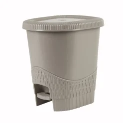 Gifi Nettoyage Et Entretien|Poubelle salle de bain taupe 6 L aspect osier tressé