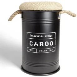 Gifi Rangement|Pouf coffre de rangement petit modèle Ø27xH43,5cm noir