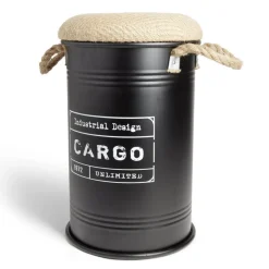 Gifi Rangement|Pouf coffre de rangement petit modèle Ø27xH43,5cm noir