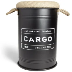 Gifi Rangement|Pouf coffre de rangement moyen modèle Ø34xH49,5cm noir