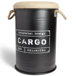 Gifi Rangement|Pouf coffre de rangement moyen modèle Ø34xH49,5cm noir