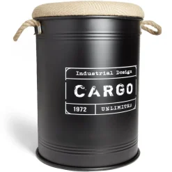 Gifi Rangement|Pouf coffre de rangement grand modèle Ø40xH54,5cm noir