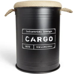 Gifi Rangement|Pouf coffre de rangement grand modèle Ø40xH54,5cm noir