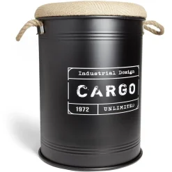 Gifi Rangement|Pouf coffre de rangement grand modèle Ø40xH54,5cm noir