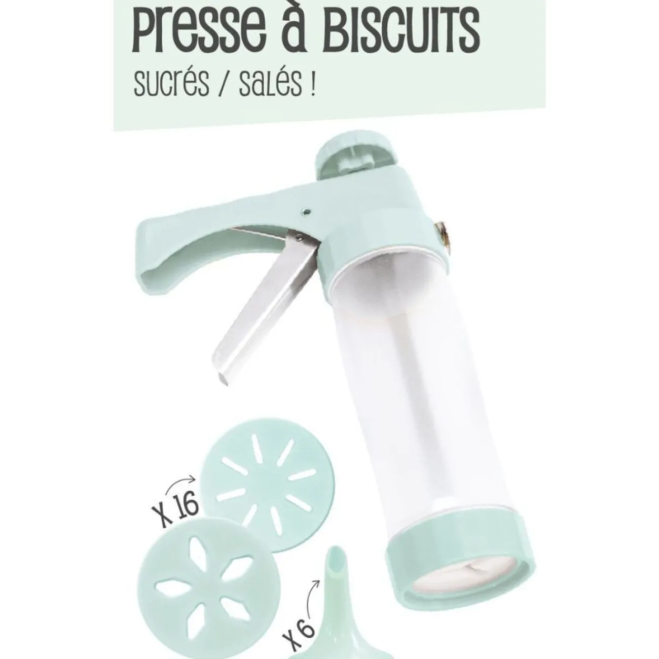 Gifi Presse à biscuits sucrés/salés 16 disques et 6 douilles