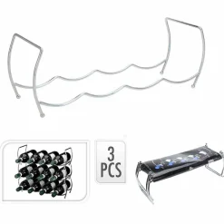 Gifi Range bouteilles empilable12 compartiments métal argenté