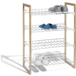 Gifi Rangement|Range chaussures à 4 niveaux gris et naturel