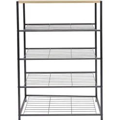 Gifi Rangement|Range chaussures 5 niveaux métal noir plateau mdf naturel