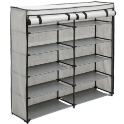 Gifi Rangement|Range chaussures 30 paires en toile gris clair