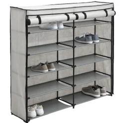 Gifi Rangement|Range chaussures 30 paires en toile gris clair