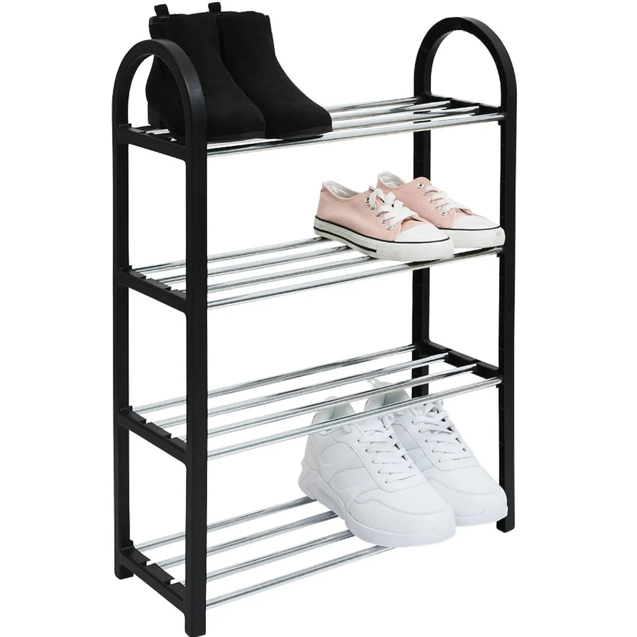 Gifi Rangement|Range chaussures 4 étagères noir L48xl19xH64cm