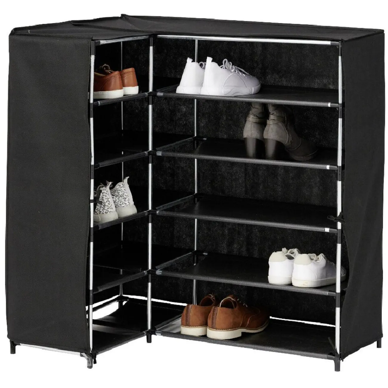 Gifi Rangement|Range chaussures d'angle noir 90x60xH90 cm