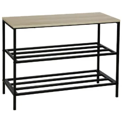 Gifi Rangement|Range chaussures en métal et décor en bois WILLIAM