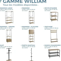 Gifi Rangement|Range chaussures en métal et décor en bois WILLIAM